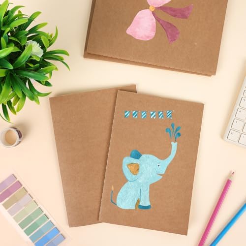LABUK 100 Pack Lined Kraft Notebooks, A5 Journals Bulk, 8.3x5.5 Notebook Bulk for Traveler Journal, Students Gift School Office Supplies (30 Sheets/60 Pages)