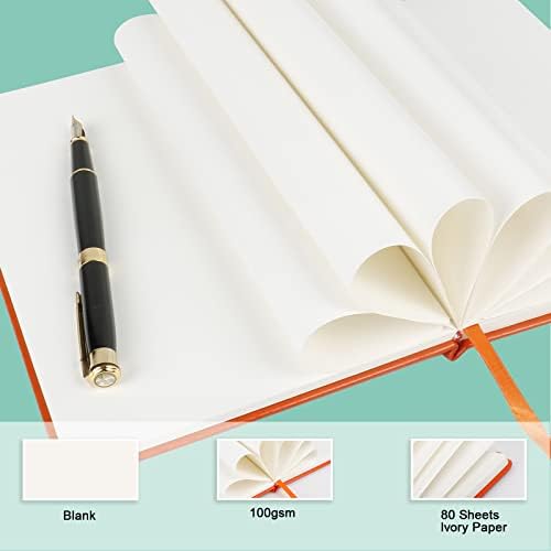 Blank Journal Notebook, (Orange), 160 Pages, Medium 8.3x5.7 inches - 100 gsm Thick Paper, Hardcover
