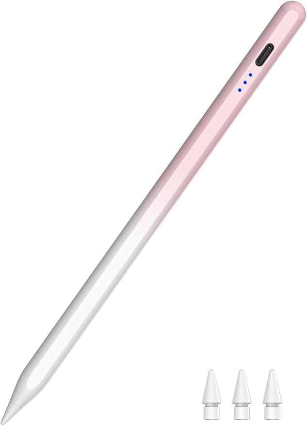 HATOKU Stylus Pen for iPad 2018-2026, 15 Mins Fast Charging Pencil 1st Gen with Tilt & Palm Rejection Digital Pens Stylus for iPad 6-11, Air 3/4/5/M2/M3, Mini 5/6/7, Pro 11"/12.9"/M4 M5 (Pink White)
