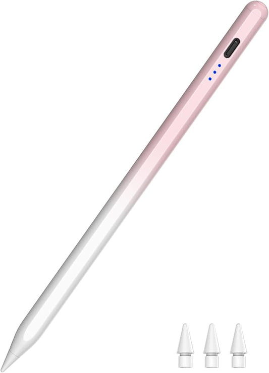 HATOKU Stylus Pen for iPad 2018-2026, 15 Mins Fast Charging Pencil 1st Gen with Tilt & Palm Rejection Digital Pens Stylus for iPad 6-11, Air 3/4/5/M2/M3, Mini 5/6/7, Pro 11"/12.9"/M4 M5 (Pink White)