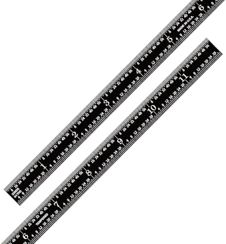 PEC Tools 6"/150mm Black Chrome Metal Ruler, Flexible, English & Metric