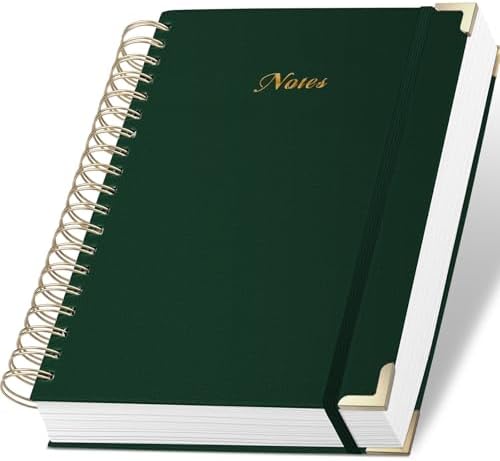 Spiral Notebook Journal, 328 Pages Linen Hardcover College Ruled Notebook, Lined Thick Journals for Women Men, A4 Thick Spiral Journal for Writing, 100GSM Paper, Cute Notebooks for Work School