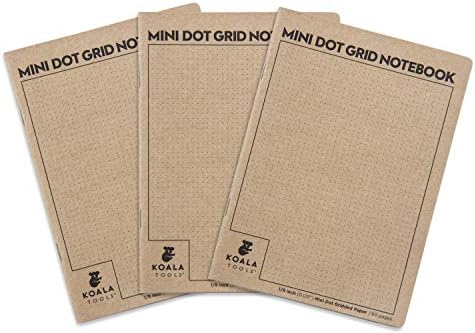 KOALA TOOLS | Bullet Notebook - Mini Dot Grid Notebook (3 pack) | 5" x 7", 60 pp. - Durable Kraft Cover with 1/8" Dotted Grid