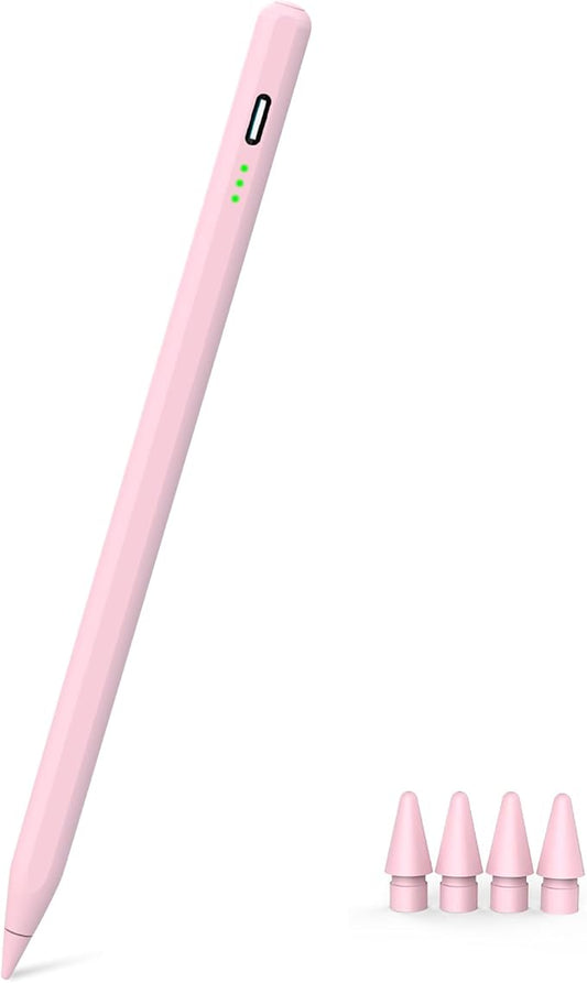 Pink Pen for iPad (2018-2025) – Fast Charging, Palm Rejection and Tilt Sensitivity, Compatible with iPad Pro 12.9-inch (M4/M3/M2), Air 7/6/5/4/3, 10th Gen-6th Gen & Mini 5/6/7