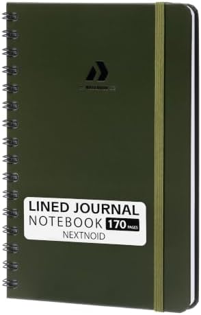 Nextnoid A5 Lined Spiral Notebook - 170 Page, College Ruled, Woodland Olive