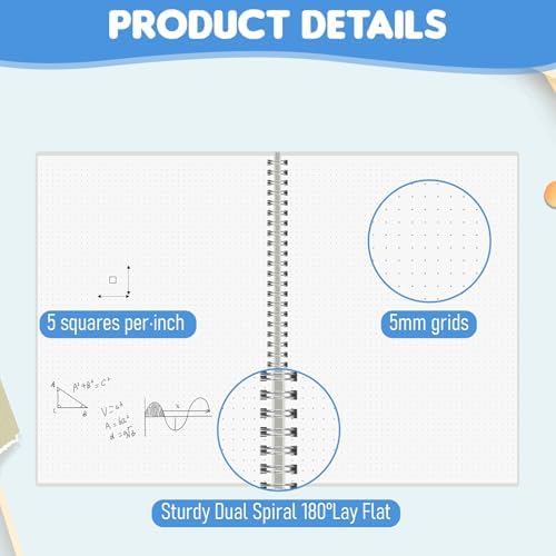 80 Sheets A4 Dot Grid Spiral Notebook with 100GSM Dotted Paper