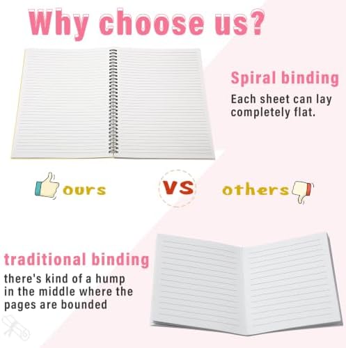 Fuutreo 6 Pack Spiral Notebook 10.5x7.45 Notebook,Artistic Color,Bright
