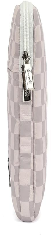 Canvaslife Neutral Checker Pattern Laptop Sleeve 15 Inch 15.6 Inch Waterproof Shockproof Laptop Bag Case with Front Pocket