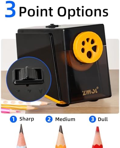 ZMOL Electric Pencil Sharpener,Heavy Duty for Classroom, 6-12mm, Black