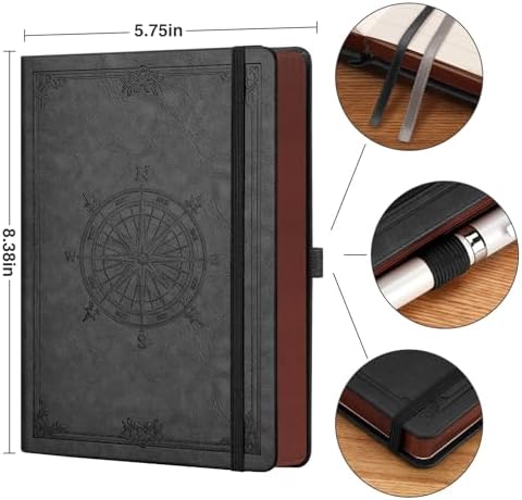 AHGXG Thick Dotted Notebook, 320 Numbered Pages, A5 (5.75'' X 8.38'')