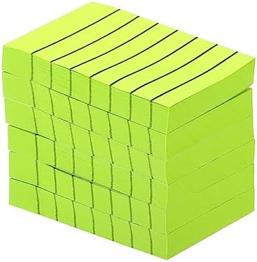 PATIKIL 2 x 3 Inch Lined Sticky Notes, 6 Pack Fluorescent Self-Stick Note Pads 100 Sheets/Pad Colorful Memo Post for Home Office Business, Green