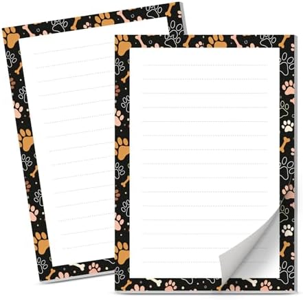 Lined Sticky Notes 4x6 in, 2 Pack Large Cute Notepads with Lines Self-Stick Note Pad, Funny Memo Pads Strong Adhesive for Office, Home Colorful Dog Paws