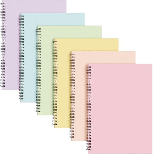 Fuutreo 6 Pack Spiral Notebook 10.5x7.45 Notebook,Macaron,Bright Colors