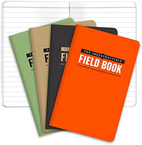 Elan Publishing Company The Indestructible, Waterproof, Tearproof, Weatherproof Field Notebook - 3.5"x5.5" - Combo Colors - Lined Memo Book - Pack of 4
