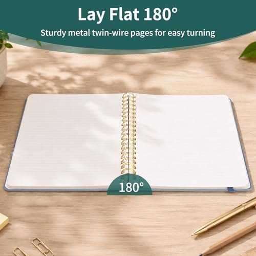 Spiral Notebook - 7.24" x 10" College Ruled Journal with Inner Pockets and 180 Pages, PU Leather Cover Business Journal, Twin-Wire Binding Notebook Perfect for Office & Home School Supplies Green