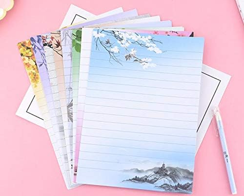 40 Lined Writing Stationery Paper Vintage Retro Design Letter Set, 8 Different Style