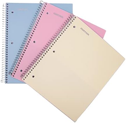 Mintra Office Durable Spiral Notebooks, 1 Subject, (Spring Pink, Sun Yellow, Arctic Ice, Wide Ruled 3pk)