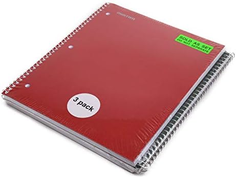 Mintra Office Durable Spiral Notebooks, 1 Subject, (Arctic Ice, Chili Oil, Green Olive, College Ruled 3pk)