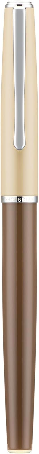 Hongdian 920S Fountain Pen Brown Metal Pen, Iridium M Nib Classic Pen with Ink Converter
