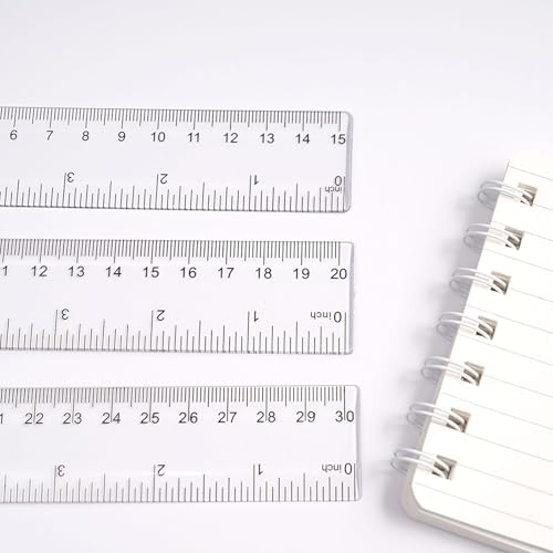 Clear Plastic Ruler, 12 Pcs 12 Inch Double Scale in Centimeters and Inches for Study and Work (12)