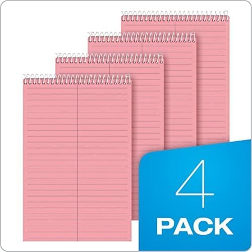 Tops Prism Steno Notebook, Pink Paper, Spiral, Small Size, 80 Sheets,4 count 6" x 9" Notepad for Writing (Pack of 6)