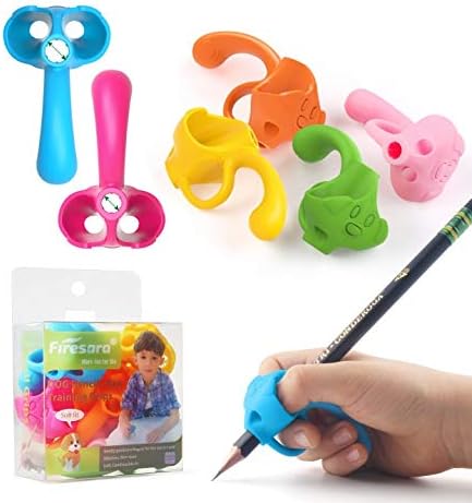 Firesara Training Grips for Kids Handwriting Top Class and Two Sizes Aid Grip Trainer Posture Correction Finger Grip for Kids, Adults, Arthritis Designed for Righties or Lefties(4Standard+2Large)