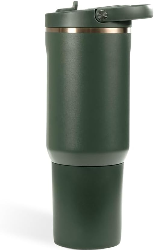 HydroJug Sport - Stainless Steel Tumbler with Straw, Vacuum Insulated, 20oz Leakproof Water Bottle, Ergonomic Design, Reusable, Dishwasher Safe, Rubber Base, Durable for Gym or Outdoors, Pine