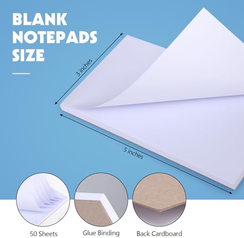 Thboxes 10 Pack 3" x 5" Blank Note Pads, 50 Sheets Each