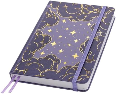 Dot Grid Journal with 160GSM Thick Paper, 192 Pages, A5 Dotted Notebook for Work, School, Travel | 180° Lay Flat, Foil Stamped Cover, Elastic Band, 2 Bookmarks & Inner Pocket (Dark Purple)