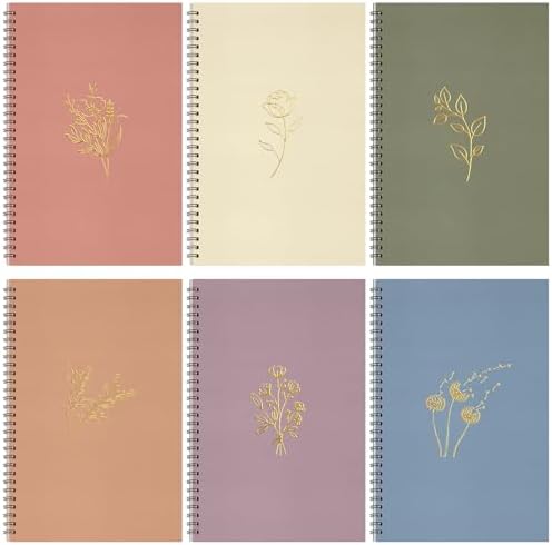Fuutreo 6 Pack Spiral Notebook 10.5x7.45 Notebook,Aesthetic,Hot Stamping