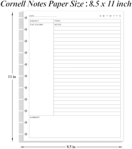 (3-Pack) Letter Size Cornell Notes Paper - 11 TUL Disc Cornell Notes Loose Leaf Paper, 150Sheets / 300Pages, 8.5'' x 11''
