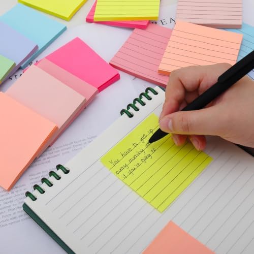 18 Pack Lined and Blank Pads 3x3 Sticky Notes Bulk Pack 9 Colors 1008 Sheets