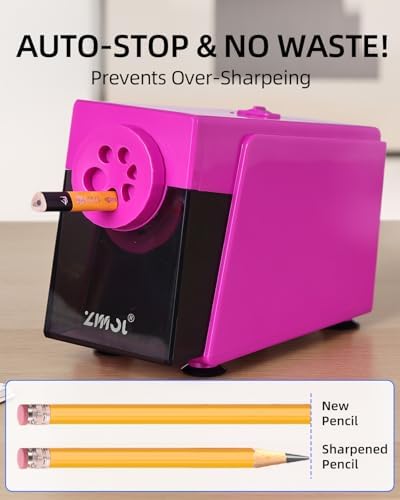 ZMOL Electric Pencil Sharpener,Heavy Duty for Classroom, 6-12mm,Pink