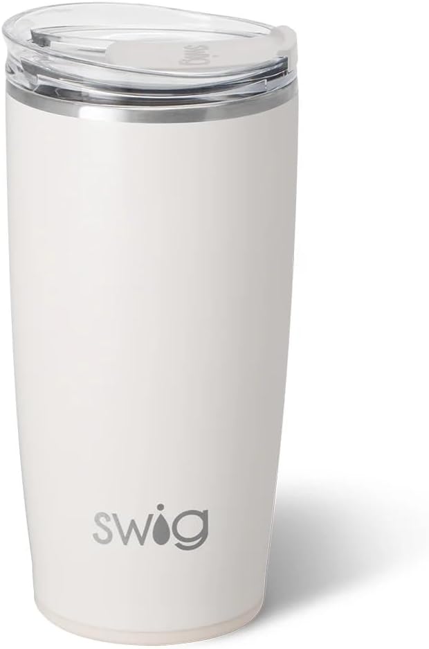 Swig Life 22oz Insulated Tumbler, Travel Coffee Tumbler with Lid, Cup Holder Friendly Travel Coffee Mug, Stainless Steel, 22 oz Tumblers, Reusable Insulated Mug with Lid (Shimmer Pearl)