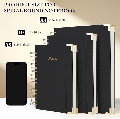 Spiral Notebook Journal, 328 Pages Linen Hardcover College Ruled Notebook, Lined Thick Journals for Women Men, B5 Thick Spiral Journal for Writing, 100GSM Paper, Cute Notebooks for Work School