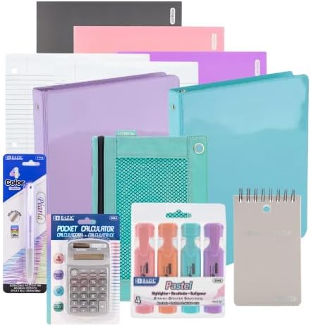 Back to School Supplies Elementary, Pastel Colors 15 count