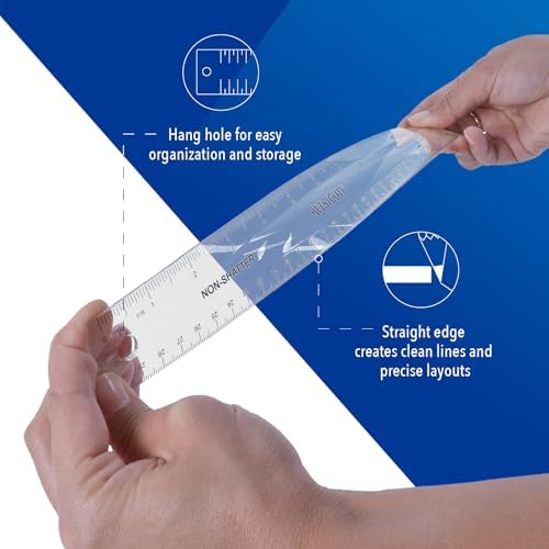 Westcott Shatterproof Ruler, Design with Easy-to-Read Markings, Back-to-Classroom, 12-Inch