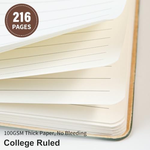 Lined Journal Notebook for Work College Ruled Note Book 5.79"x8.27" A5 PU Leather Daily Journaling 216 Pages for Women Men Writing Home School Supplies Business (Coffee)