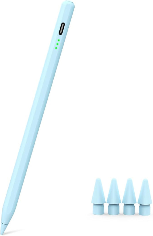 Blue Pen for iPad (2018-2025) – Fast Charging, Palm Rejection and Tilt Sensitivity, Compatible with iPad Pro 12.9-inch (M4/M3/M2), Air 7/6/5/4/3, 10th Gen-6th Gen & Mini 5/6/7