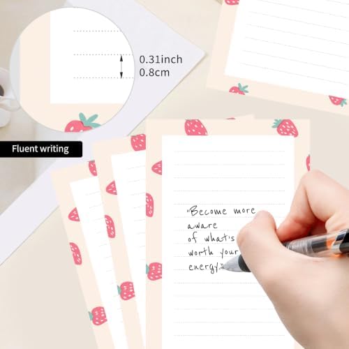 2 Pack Lined Sticky Notes 4x6 in, Cute Self-Stick Notepads with Lines, Large Memo Pads Strong Adhesive for Office, Home Cute Strawberry