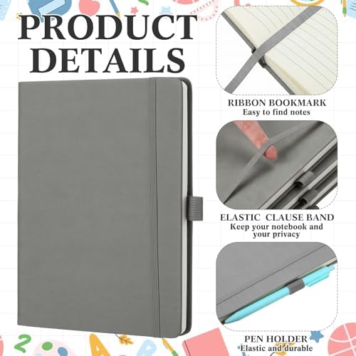 Laumoi 14 Pack Hardcover Lined Journal Notebooks Bulk,Gray,A5