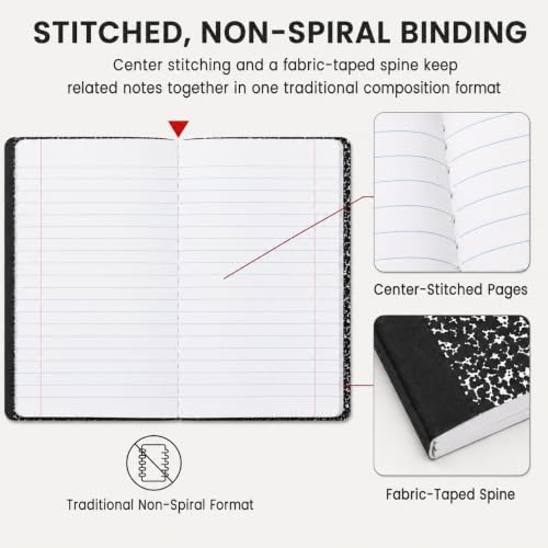 Marble Composition Notebooks, Wide Ruled, 5-Pack_100 Sheets