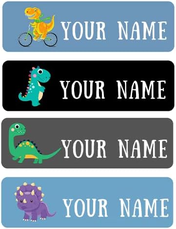 128 Custom Waterproof Dishwasher Safe Kid Name Labels for Daycare, School Supply, Baby Bottles, Lunch Boxes and Cups, Travel. Cute Personalized Design Name Stickers (Pattern 6)