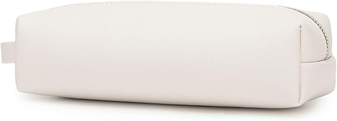 Pencil Case Soft School Pencil Pouch Bag for Easy Carry Stylish and Durable (Beige,Faux leather)