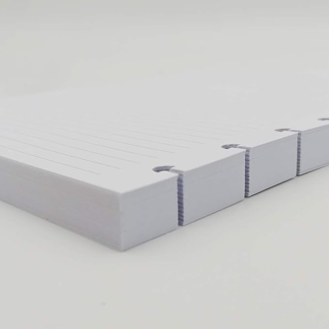 Junior Size Discbound Refill Paper - 8 Discs Discbound Paper, Lined Arc Paper Refill, 100gsm, Disc Paper Refill White Paper, 300 Sheets/600 Pages, 5.8 X 8.25 in
