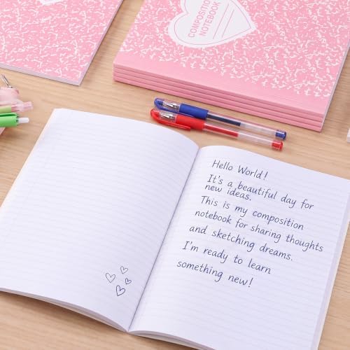 Tenceur 6 Pcs Composition Notebooks College Ruled Pink Marble