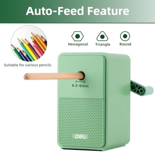 Deli Manual Pencil Sharpener, Green