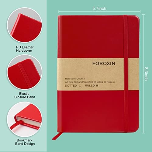 Journal notebook (A5-Lined, Red Color),192 Pages, Medium 5.7X8.3 inches - 80 gsm Thick Paper, Hardcover