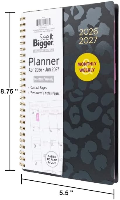 PlanAhead See It Bigger Dated April 2026 through June 2027. Academic Monthly/Weekly Planner,8.75" x 5.5" x 0.5'' / Medium Size, and 6-in-1 Multicolor Ballpoint Colorful Ink Penfrom TheBeliver LLC.