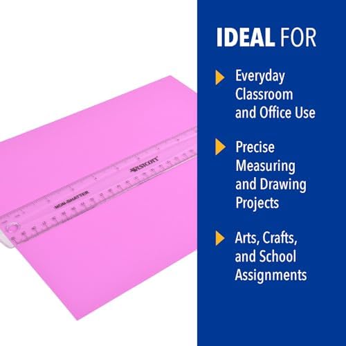 Westcott Shatterproof Ruler, Design with Easy-to-Read Markings, Back-to-Classroom, 12-Inch